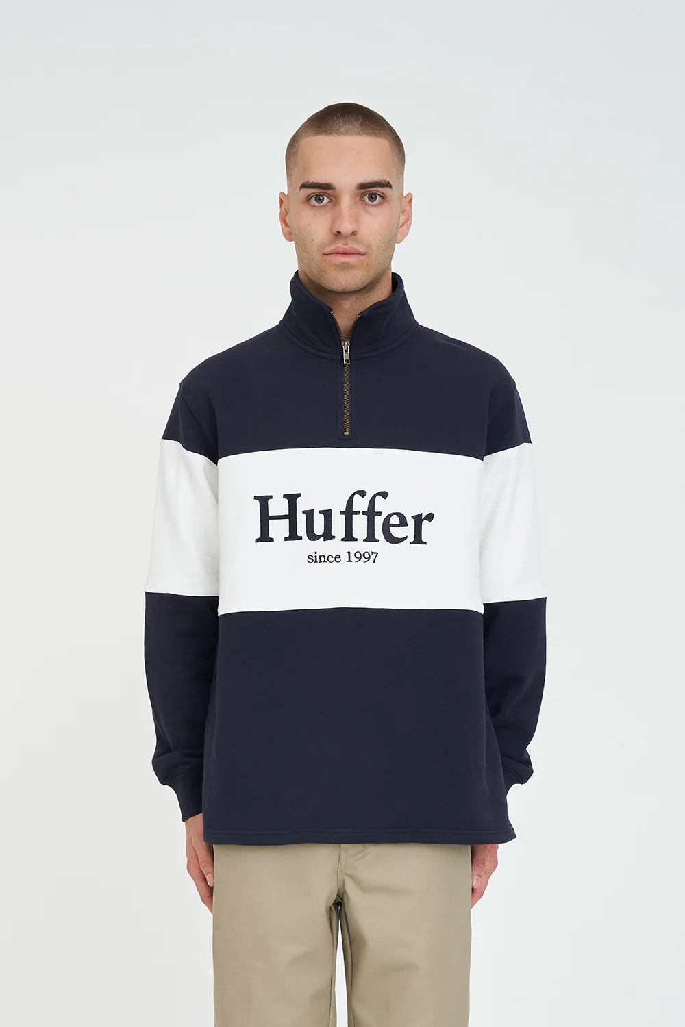 CLASSIC 1/4 ZIP BLOCK JERSEY NAVY