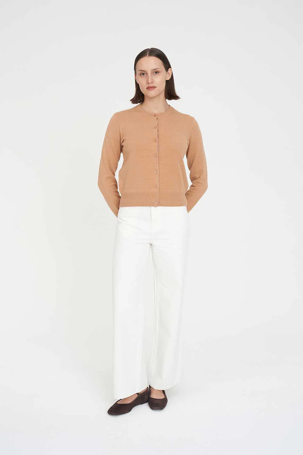 CLASSIC BUTTON UP CARDIGAN CAMEL - Image 3