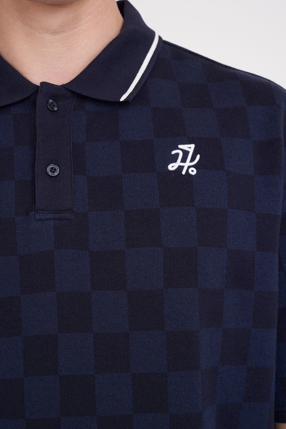 MENS CHECK PAR SS POLO NAVY - Image 5