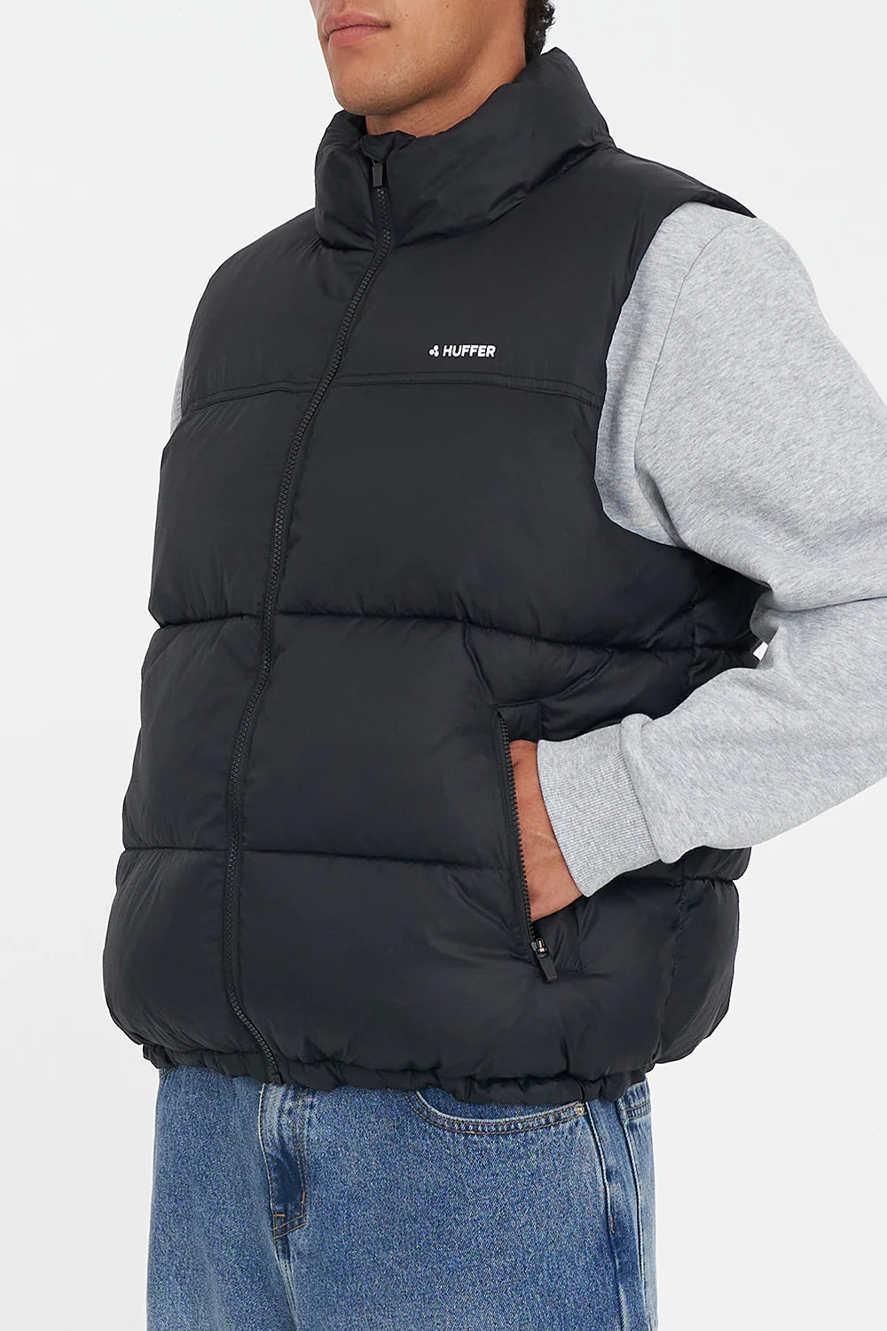 MENS RIDER PUFFER VEST BLACK - Image 4