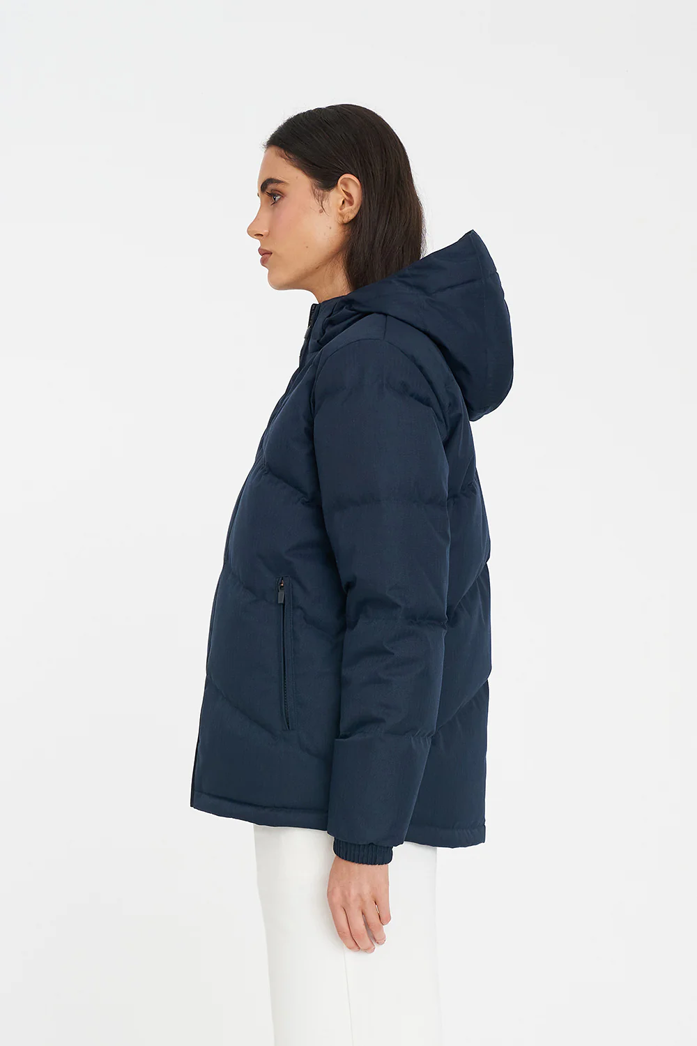 WOMENS CLASSIC DOWN JACKET HRGBONE NAVY - Image 9