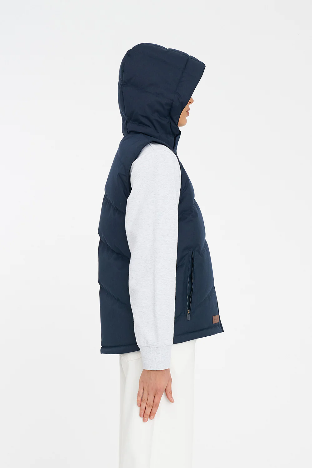 WOMENS CLASSIC DOWN VEST HRGBONE NAVY - Image 5